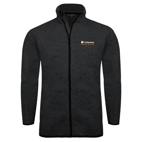  Black Heather  Sweater Fleece Jacket - Celanese - Primary Logo w/Tagline