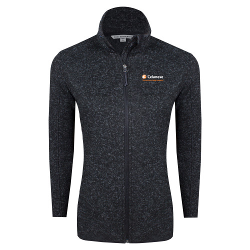  Womens Black Heather Fleece Jacket - Celanese - Primary Logo w/Tagline
