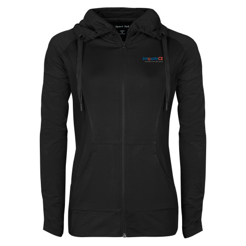  Womens Black Sport Wick Stretch Full Zip Jacket - innovateCE