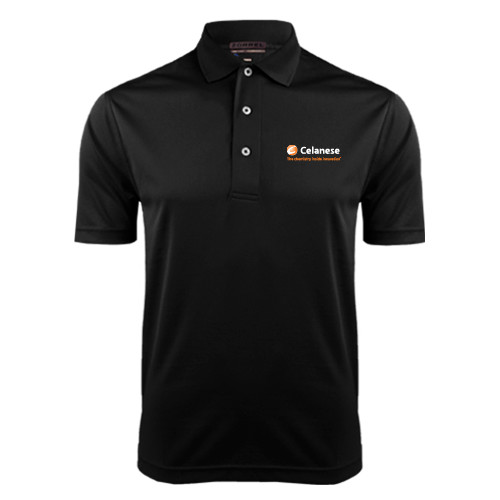  Black Dry Mesh Polo - Celanese - Primary Logo w/Tagline