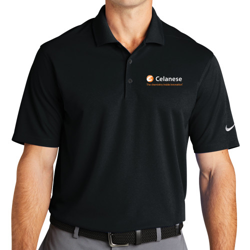  Nike Black Dri Fit Micro Pique 2.0 Polo - Celanese - Primary Logo w/Tagline