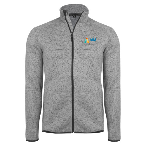  Grey Heather Sweater Fleece Jacket - AIM with Tagline