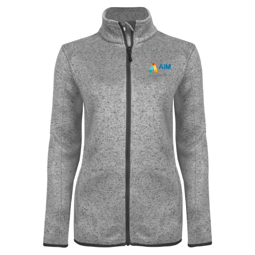  Womens Grey Heather Fleece Jacket - AIM with Tagline