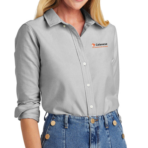  Brooks Brothers Womens Windsor Grey Casual Oxford Cloth Shirt - Celanese - Primary Logo w/Tagline