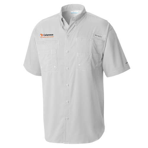  Columbia Cool Grey Tamiami Performance Short Sleeve Shirt - Celanese - Primary Logo w/Tagline