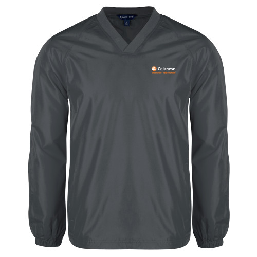  Charcoal V Neck Raglan Windshirt - Celanese - Primary Logo w/Tagline