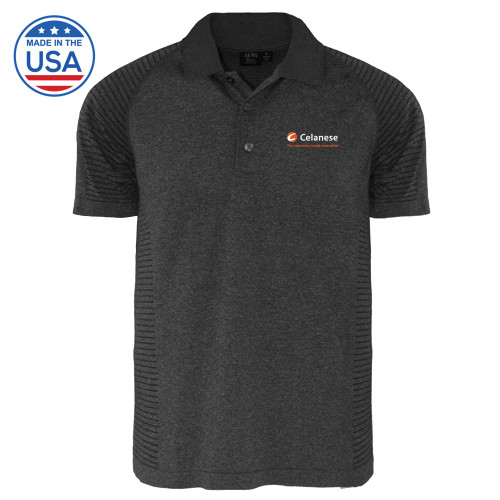  Heather Charcoal Body Mapping Polo - Celanese - Primary Logo w/Tagline