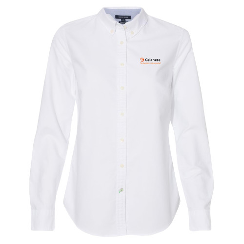  Womens Tommy Hilfiger White Solid Oxford Shirt - Celanese - Primary Logo w/Tagline