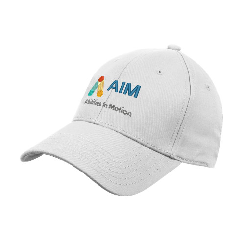  White Structured Adjustable Pro Style Hat - AIM with Tagline
