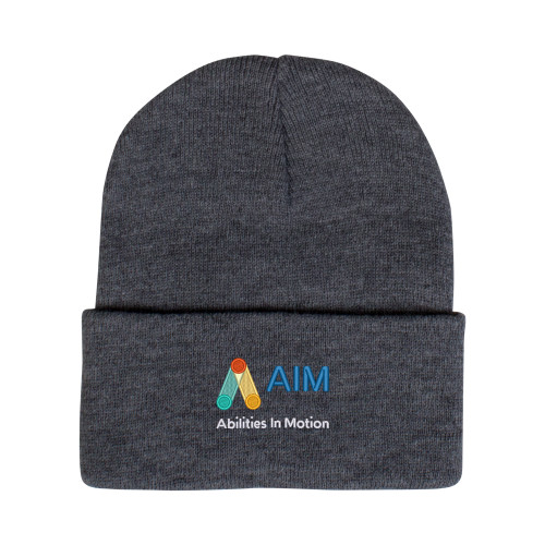  Grey Knit Beanie w/Cuff - AIM with Tagline