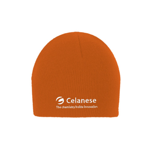  Orange Knit Beanie - Celanese - Primary Logo w/Tagline