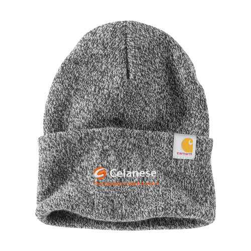  Carhartt Black/White Knit Beanie w/Cuff - Celanese - Primary Logo w/Tagline