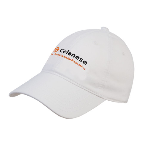  White Unstructured Adjustable Low Profile Hat - Celanese - Primary Logo w/Tagline