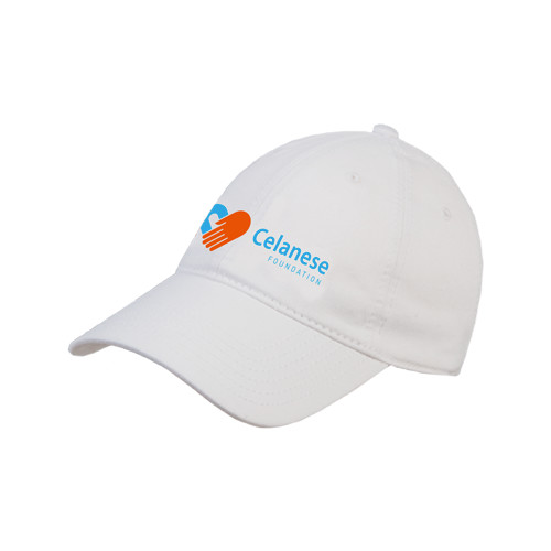  White Unstructured Adjustable Low Profile Hat - Celanese Foundation