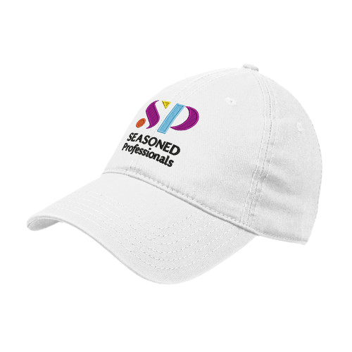  White Unstructured Adjustable Low Profile Hat - Seasoned Professionals Vertical