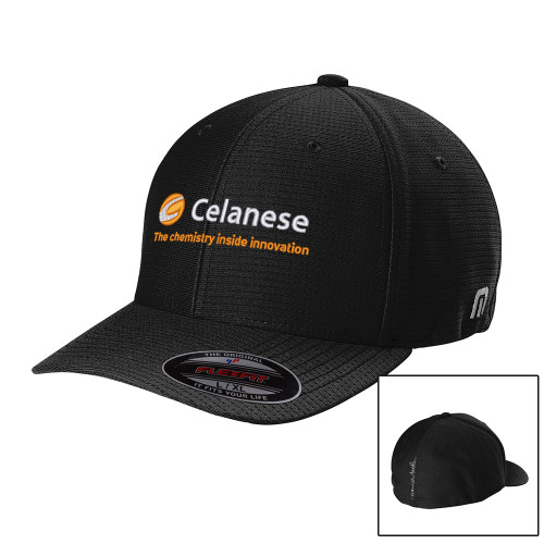  TravisMathew Black Flexback Cap - Celanese - Primary Logo w/Tagline
