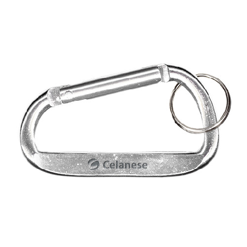  Silver Carabiner with Split Ring - Celanese Engraved