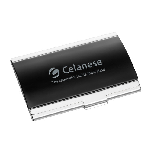  Dawlings Black Curved Business Card Holder - Celanese - Primary Logo w/Tagline Engraved