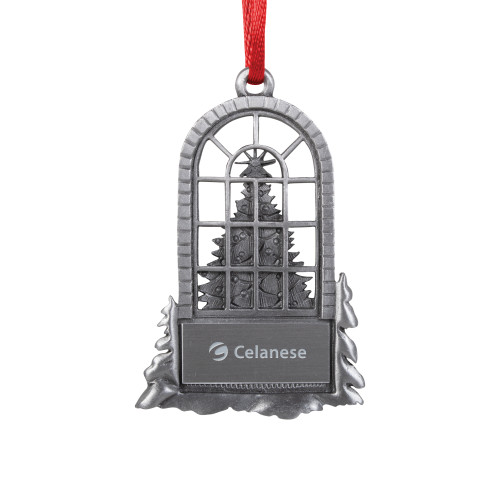  Pewter Tree in Window Ornament - Celanese Engraved