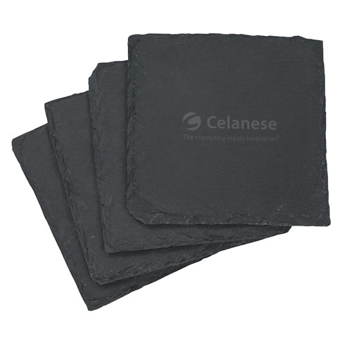  Slate Coaster Set - Celanese - Primary Logo w/Tagline Engraved