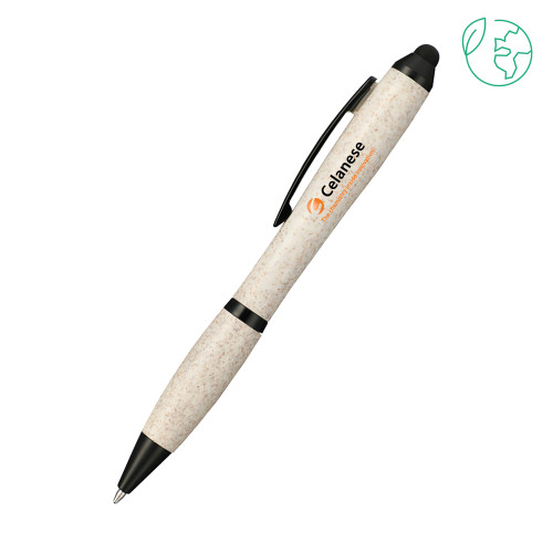  Nash Wheat Straw Ballpoint Beige Stylus Pen - Celanese - Primary Logo w/Tagline