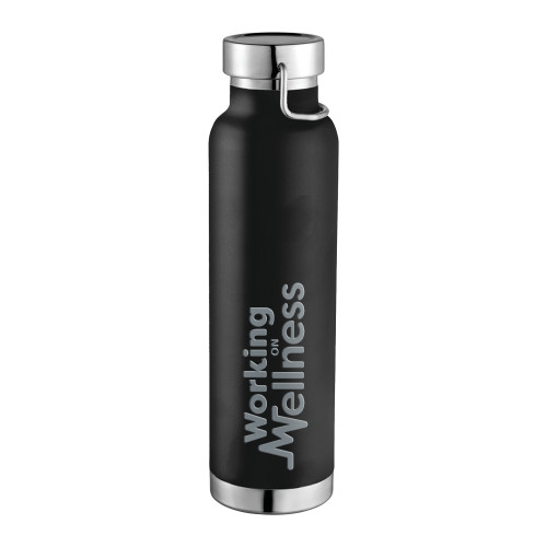  Thor Copper Vacuum Insulated Black Bottle 22oz - Working on Wellness Engraved