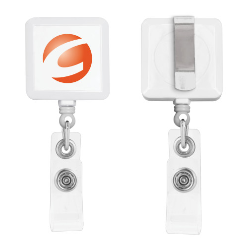  White Square Retractable Badge Holder - C Icon