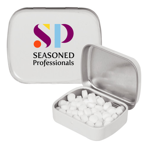  White Rectangular Peppermint Tin - Seasoned Professionals Vertical