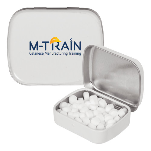  White Rectangular Peppermint Tin - M Train Celanese Manufacturing Training