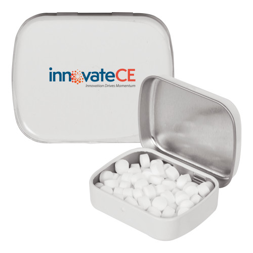  White Rectangular Peppermint Tin - innovateCE