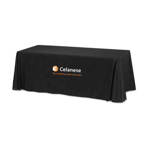  Black 6 foot Table Throw - Celanese - Primary Logo w/Tagline