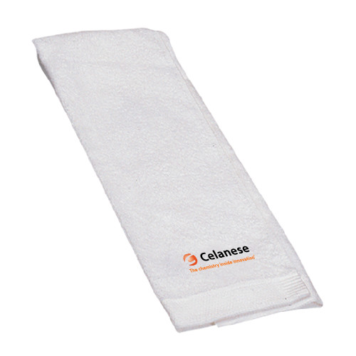  White Golf Towel - Celanese - Primary Logo w/Tagline