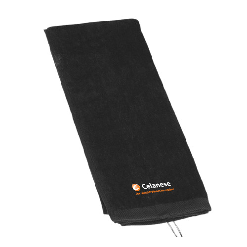  Black Golf Towel - Celanese - Primary Logo w/Tagline