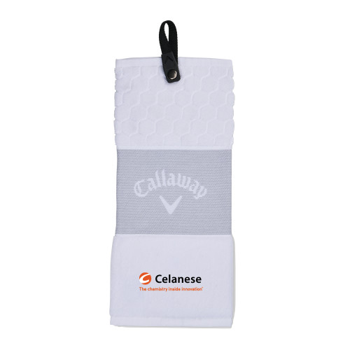 Callaway White Trifold Towel - Celanese - Primary Logo w/Tagline