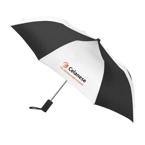  42 Inch Slim Stick Black/White Umbrella - Celanese - Primary Logo w/Tagline
