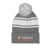 Thumbnail image for  Grey/White Two Tone Knit Pom Beanie w/Cuff