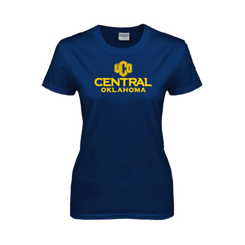  Womens Short Sleeve Navy Tee - Central Oklahoma Official Logo