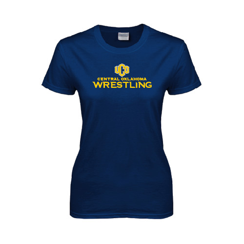  Womens Short Sleeve Navy Tee - Central Oklahoma Wrestling