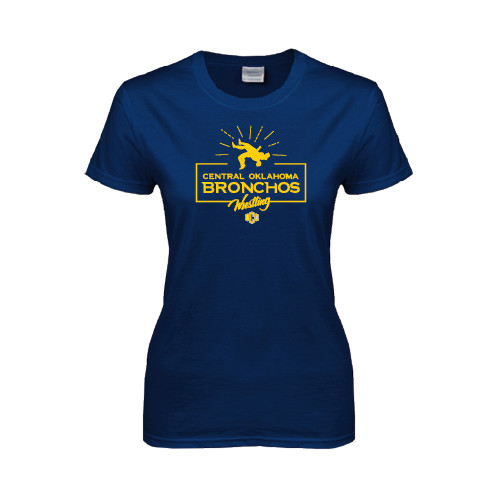  Womens Short Sleeve Navy Tee - Bronchos Wrestling