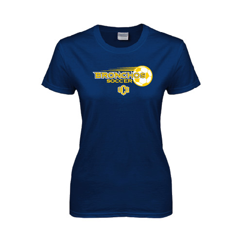  Womens Short Sleeve Navy Tee - Bronchos Soccer