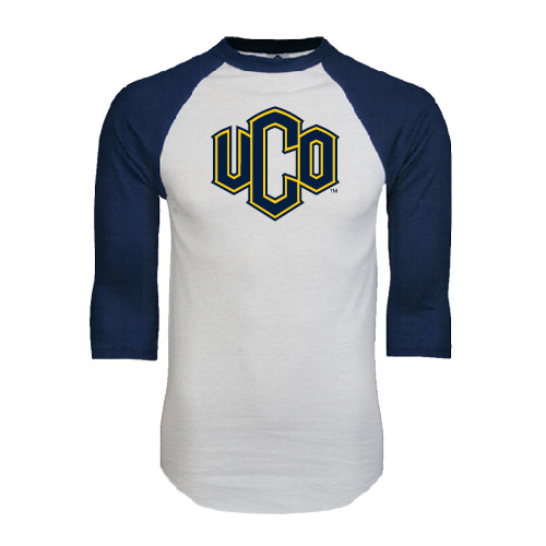  White/Navy Raglan Baseball T Shirt - Official Logo