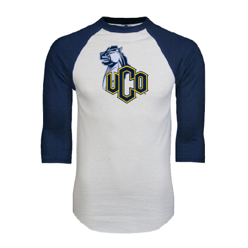  White/Navy Raglan Baseball T Shirt - Official Logo