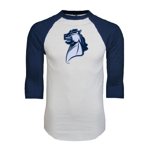  White/Navy Raglan Baseball T Shirt - Official Logo