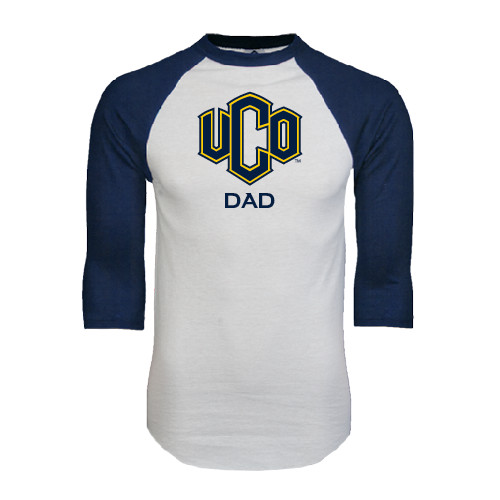  White/Navy Raglan Baseball T Shirt - UCO DAD