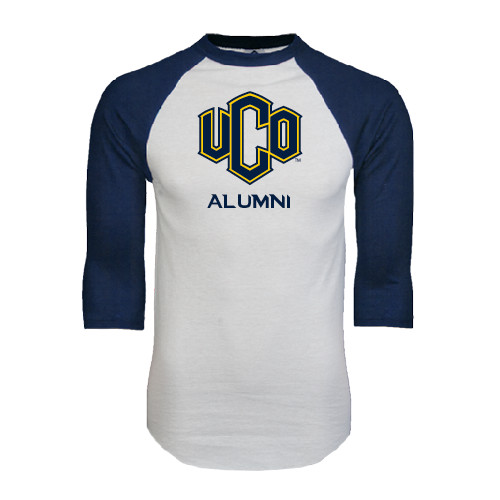  White/Navy Raglan Baseball T Shirt - UCO Alumni