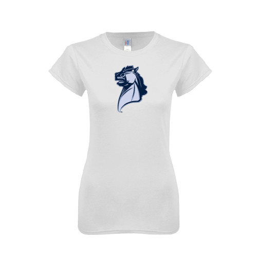  Next Level Womens White Boyfriend Tee - Official Logo