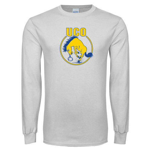  White Long Sleeve T Shirt - Vintage Bronchos Logo