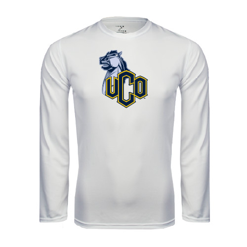  White Performance Long Sleeve Shirt - UCO with Mascot