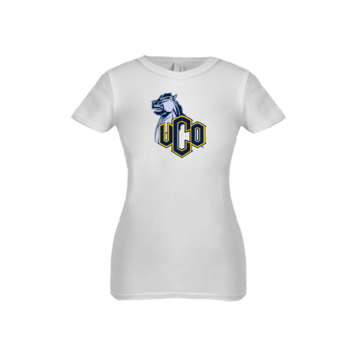  Next Level Girls White Fashion Fit T Shirt - UCO with Mascot