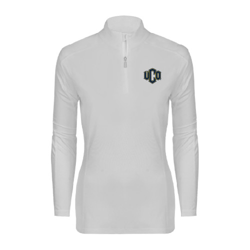  Syntrel Womens White Interlock 1/4 Zip - Official Logo